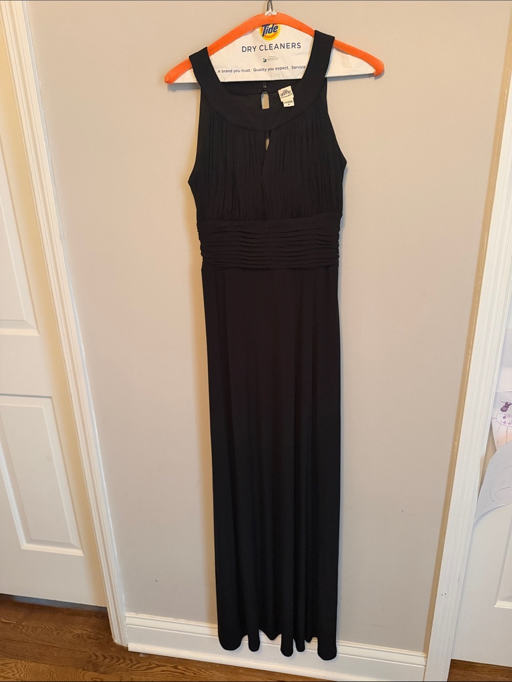 Signature by Sangria Black Sleeveless Maxi Dress with Pleated Bodice